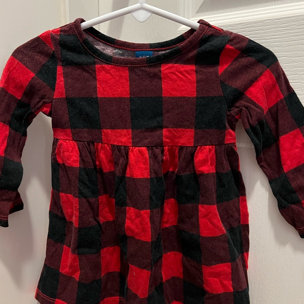 Old Navy Red and Black Plaid Long Sleeve Dress